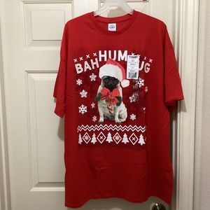 New Delta Pro Weights adult 2 XL red Christmas Bah Humbug cotton T-shirt